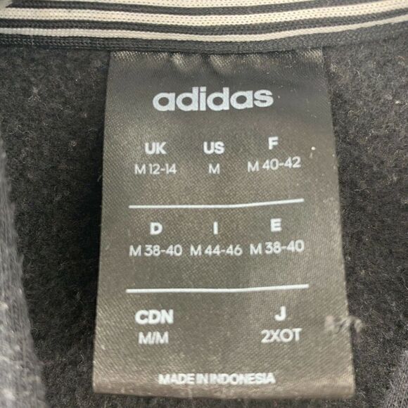 Adidas Hoodie Black Three Stripe Logo Medium - Picture 6 of 7